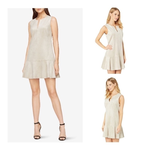 Bcbgmaxazria Adelene Bare Pink Micro Suede Shift Dress - Picture 15 of 15